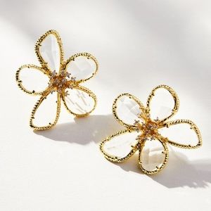 Clear Floral Tapestry Flower Earrings